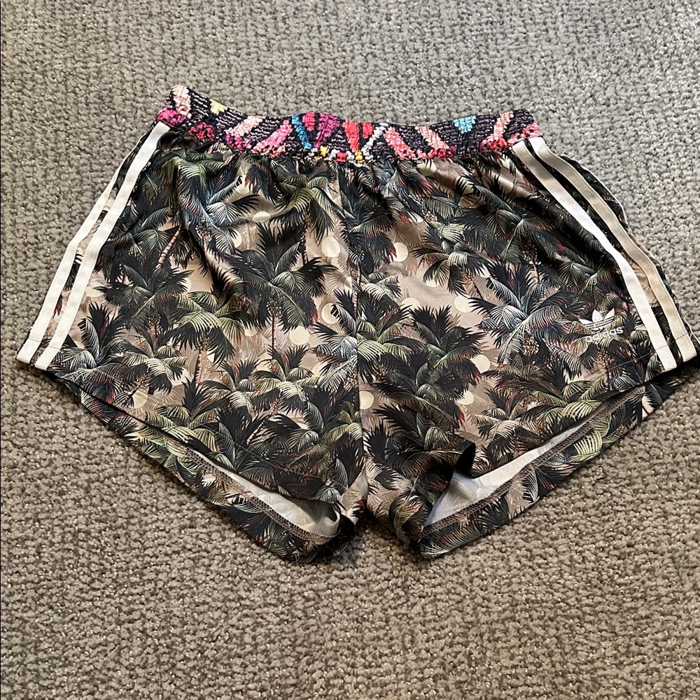 Adidas X Farm Rio Women's Tropical Print Athletic Shorts
